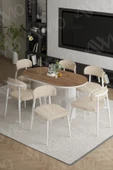 AVVİO PTT Ayak  BEYAZ Polo Metal Sandalye 80X160 Yemek Masası Mutfak Masası Masa Sandalye Takımı thumbnail 1