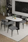 AVVİO SOPHİA  PTT Ayak  Siyah Polo Metal Sandalye 80X140 Yemek Masası Mutfak Masası Masa Sandalye Takımı thumbnail 1