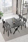 AVVİO Pedra ELMA Sandalye 80x120 Yemek Masası Mutfak Masası 4 Kişilik Masa Sandalye Takımı thumbnail 1