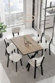 AVVİO DORA  ELMA Sandalye 80x140 Yemek Masası Mutfak Masası 6 Kişilik Masa Sandalye Takım thumbnail 1