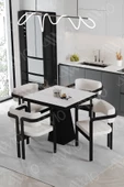 AVVİO NERO Lake Mdf Ayak Tokyo Demonte Sandalye 80x80 Yemek Masası Mutfak Masası 4 Kişilik thumbnail 1