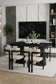 AVVİO Marble Lake Mdf Ayak Tokyo Demonte Sandalye 80x120 Yemek Masası Mutfak Masası 4 Kişilik - 2