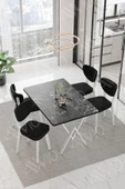 AVVİO Senta Beyaz Elma Sandalye 80x120 Yemek Masası Mutfak Masası 4 Kişilik Masa Sandalye Takımı thumbnail 2