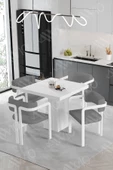 AVVİO BİANCO Lake Mdf Ayak Tokyo Demonte Sandalye 80x80 Yemek Masası Mutfak Masası 4 Kişilik thumbnail 1