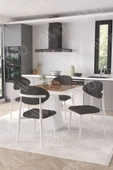 AVVİO Melody  Beyaz Polo Metal Sandalye 90X90 Kare  Yemek Masası Mutfak Masası Masa Sandalye Takımı - 1