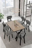 AVVİO ELMA Sandalye 80x140 Yemek Masası Mutfak Masası 6 Kişilik Masa Sandalye Takım thumbnail 1