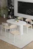 AVVİO LYON  Beyaz PTT Ayak Polo Metal Sandalye 80X140 Yemek Masası Mutfak Masası Masa Sandalye Takımı thumbnail 1