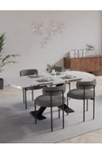 AVVİO Pıero Lak Panel 80x130 Açılır Yemek Masası Mutfak Masası 4 Kişilik Masa Sandalye Takımı thumbnail 2