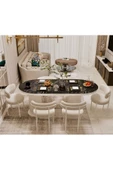 AVVİO Veyron Teddy Sandalye 80x140 Yemek Masası Mutfak Masası 6 Sandalyeli Masa Sandalye Takım thumbnail 1
