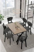 AVVİO VİNA ELMA Sandalye 80x140 Yemek Masası Mutfak Masası 6 Kişilik Masa Sandalye Takım thumbnail 1