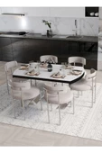 AVVİO Wella Lak Panel 80x130 Açılır Yemek Masası Mutfak Masası 6 Kişilik Masa Sandalye Takımı thumbnail 2