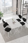 AVVİO Senta Beyaz Elma Sandalye 80x120 Yemek Masası Mutfak Masası 4 Kişilik Masa Sandalye Takımı thumbnail 1