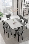 AVVİO ELMA Sandalye 80x140 Yemek Masası Mutfak Masası 6 Kişilik Masa Sandalye Takım thumbnail 1