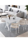 AVVİO Beyaz Teddy Sandalye 80x120 Yemek Masası Mutfak Masası 4 Kişilik Masa Sandalye Takımı thumbnail 1
