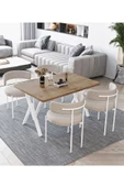 AVVİO Beyaz Teddy Sandalye 80x120 Yemek Masası Mutfak Masası 4 Kişilik Masa Sandalye Takımı thumbnail 1