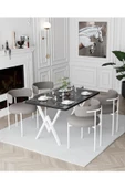 AVVİO Trend Beyaz Teddy Sandalye 80x120 Yemek Masası Mutfak Masası 4 Kişilik Masa Sandalye Takımı thumbnail 1