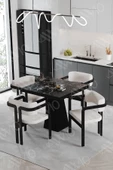 AVVİO NERO Lake Mdf Ayak Tokyo Demonte Sandalye 80x80 Yemek Masası Mutfak Masası 4 Kişilik thumbnail 1