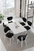 AVVİO RİTA BEYAZ   ELMA Sandalye 80x140 Yemek Masası Mutfak Masası 6 Kişilik Masa Sandalye Takım thumbnail 1
