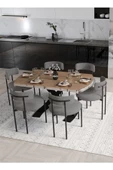 AVVİO Wella Lak Panel 80x130 Açılır Yemek Masası Mutfak Masası 6 Kişilik Masa Sandalye Takımı thumbnail 1