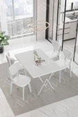 AVVİO PARLA Beyaz Elma Sandalye 80x120 Yemek Masası Mutfak Masası 4 Kişilik Masa Sandalye Takımı thumbnail 1