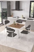AVVİO Melody  Beyaz Polo Metal Sandalye 90X90 Kare  Yemek Masası Mutfak Masası Masa Sandalye Takımı - 2