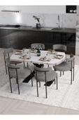 AVVİO Wella Lak Panel 80x130 Açılır Yemek Masası Mutfak Masası 6 Kişilik Masa Sandalye Takımı thumbnail 1