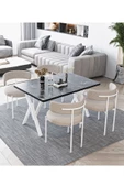 AVVİO Beyaz Teddy Sandalye 80x120 Yemek Masası Mutfak Masası 4 Kişilik Masa Sandalye Takımı thumbnail 1