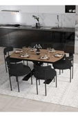 AVVİO Wella Lak Panel 80x130 Açılır Yemek Masası Mutfak Masası 6 Kişilik Masa Sandalye Takımı thumbnail 2