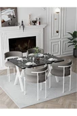 AVVİO Trend Beyaz Teddy Sandalye 80x120 Yemek Masası Mutfak Masası 4 Kişilik Masa Sandalye Takımı thumbnail 2