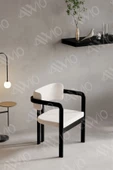 AVVİO SOPHİA Tokyo Sandalye Siyah Mutfak Salon Yemek Odası Sandalyesi Demonte Metal Ayak - 1
