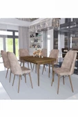 AVVİO Sümela 80x130(kapalı) 80x170(açık) Yemek Masası Takımı Mutfak Masası Takımı Capucino 6 Sandalyeli - 2