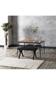 AVVİO 80x120 Akçaağaç Görünümlü Metal Ayaklı Mutfak Masası Ve Bench Takımı thumbnail 1