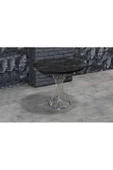 AVVİO 90x90 Asya 2 Kişilik Siyah Mermerli Gümüş Oval Mutfak Masası Takımı - 2