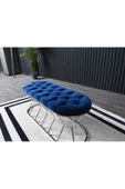Ressa Home Nova Gümüş Kaplama Metal Puf -bench-120 Cm -lacivert - 1