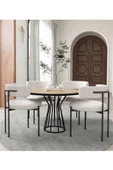 AVVİO Metal Teddy Sandalye 90x90 Yuvarlak Kum Saati Ayak Mutfak Masası Takımı Yemek Masası Takımı thumbnail 2
