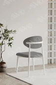 AVVİO Silva PoloSandalye Beyaz Mutfak Salon Yemek Odası Sandalyesi Metal Ayak - 2