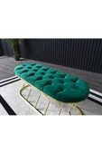 Ressa Home Nova Gold Kaplama Metal Puf-bench-120 Cm-haki Yeşil - 1