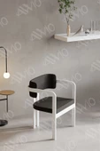 AVVİO TRENTO Tokyo Sandalye Beyaz Mutfak Salon Yemek Odası Sandalyesi Demonte Metal Ayak thumbnail 1