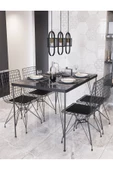 AVVİO 60x120 Sera Yemek Masası Takımı-mutfak Masası-balkon Masa Takımı -siyah Mermer Desenli thumbnail 2