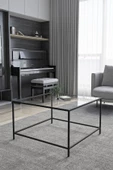 AVVİO Lavin Şeffaf Temper Camlı Kare Metal Orta Sehpa 75*75 - 1