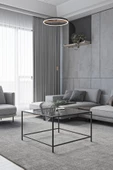 AVVİO Lavin Şeffaf Temper Camlı Kare Metal Orta Sehpa 75*75 - 2