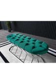 Ressa Home Nova Gümüş Kaplama Metal Puf -bench-120 Cm-haki Yeşil - 1