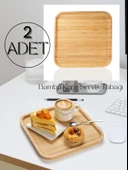2 Adet Bambu Kare Servis Tabağı, Sunum Seti (20x20 cm) - 1