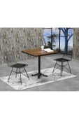 AVVİO 80x80 Katalina 2 Kişilik Doğal Kütük Döküm Ayaklı Mutfak Masası Takımı thumbnail 1