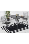 AVVİO Ada 2 Kişilik 80x80 Yemek Masası Takımı-mutfak Masası Takımı Siyah Mermer thumbnail 1