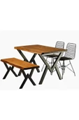 AVVİO 80x120 Kütük 4 Kişilik Yemek Masası Takımı-mutfak Masası Takımı Banklı thumbnail 1