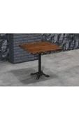 AVVİO 80x80 Katalina 2 Kişilik Doğal Kütük Döküm Ayaklı Mutfak Masası Takımı thumbnail 2