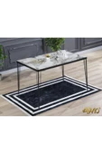 AVVİO 80x120 4 Kişilik Yemek Masası Takımı-mutfak Masası Takımı-beyaz Mermer Desenli Oval Kenar - 2
