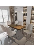 AVVİO Sümela 80x130(KAPALI) 80x170(AÇIK) Yemek Masası Takımı Mutfak Masası Takımı Krem 6 Sandalyeli thumbnail 1