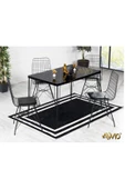 AVVİO 80x120 Berra 4 Kişilik Yemek Masası Takımı-mutfak Masası Takımı-siyah Mermer Desenli Oval Kenar thumbnail 2